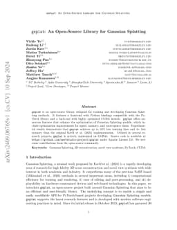 gsplat: An Open-Source Library for Gaussian Splatting