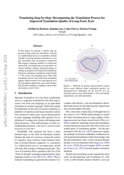 Translating Step-by-Step: Decomposing the Translation Process for
  Improved Translation Quality of Long-Form Texts