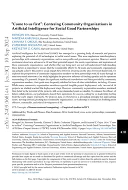 "Come to us first": Centering Community Organizations in Artificial
  Intelligence for Social Good Partnerships