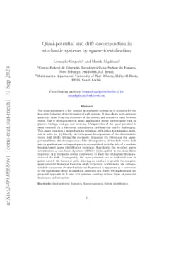 Quasi-potential and drift decomposition in stochastic systems by sparse
  identification