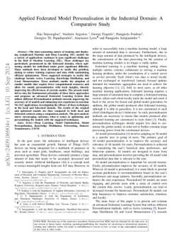 Applied Federated Model Personalisation in the Industrial Domain: A
  Comparative Study