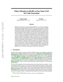Policy Filtration in RLHF to Fine-Tune LLM for Code Generation