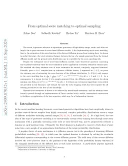From optimal score matching to optimal sampling
