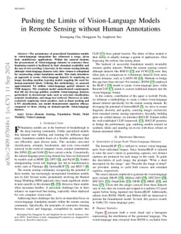 Pushing the Limits of Vision-Language Models in Remote Sensing without
  Human Annotations