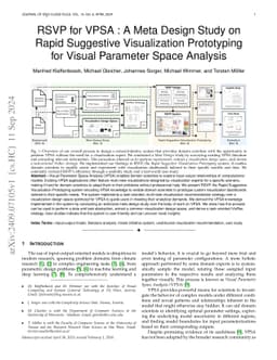 RSVP for VPSA : A Meta Design Study on Rapid Suggestive Visualization
  Prototyping for Visual Parameter Space Analysis