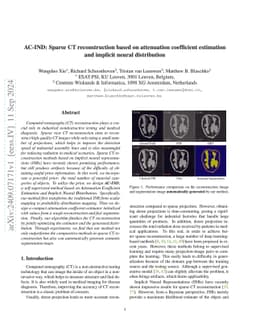 AC-IND: Sparse CT reconstruction based on attenuation coefficient
  estimation and implicit neural distribution