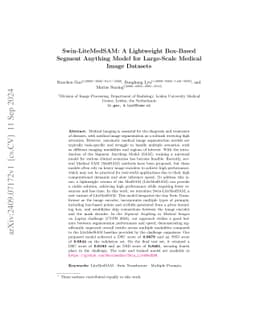 Swin-LiteMedSAM: A Lightweight Box-Based Segment Anything Model for
  Large-Scale Medical Image Datasets
