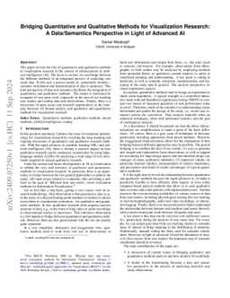 Bridging Quantitative and Qualitative Methods for Visualization
  Research: A Data/Semantics Perspective in Light of Advanced AI