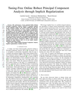 Tuning-Free Online Robust Principal Component Analysis through Implicit
  Regularization