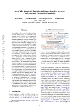 AdaCAD: Adaptively Decoding to Balance Conflicts between Contextual and Parametric Knowledge