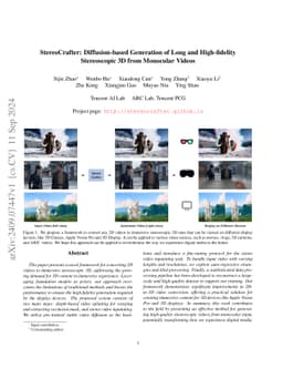 StereoCrafter: Diffusion-based Generation of Long and High-fidelity
  Stereoscopic 3D from Monocular Videos