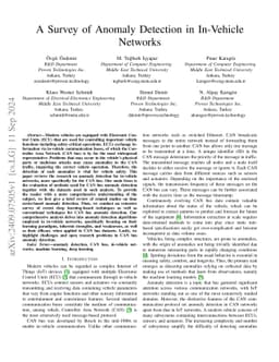 A Survey of Anomaly Detection in In-Vehicle Networks