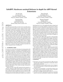 SafeBPF: Hardware-assisted Defense-in-depth for eBPF Kernel Extensions
