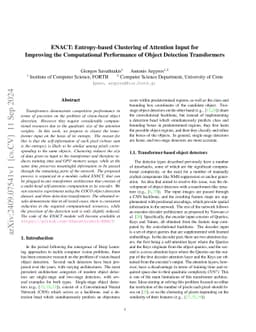 ENACT: Entropy-based Clustering of Attention Input for Improving the
  Computational Performance of Object Detection Transformers