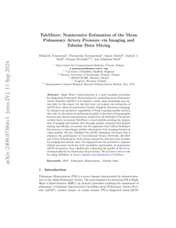 TabMixer: Noninvasive Estimation of the Mean Pulmonary Artery Pressure
  via Imaging and Tabular Data Mixing