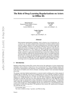The Role of Deep Learning Regularizations on Actors in Offline RL