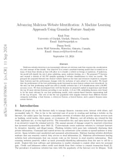 Advancing Malicious Website Identification: A Machine Learning Approach
  Using Granular Feature Analysis