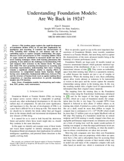 Understanding Foundation Models: Are We Back in 1924?