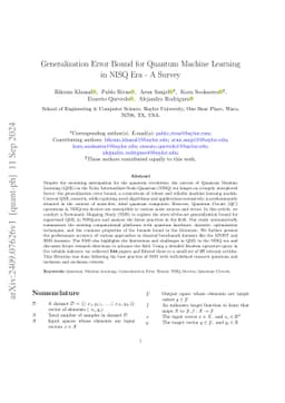 Generalization Error Bound for Quantum Machine Learning in NISQ Era -- A Survey