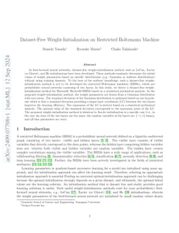 Dataset-Free Weight-Initialization on Restricted Boltzmann Machine