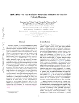 DFDG: Data-Free Dual-Generator Adversarial Distillation for One-Shot
  Federated Learning