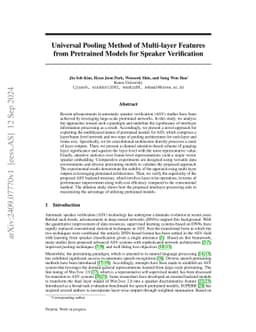 Universal Pooling Method of Multi-layer Features from Pretrained Models
  for Speaker Verification