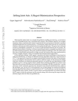 Selling Joint Ads: A Regret Minimization Perspective