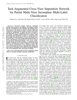 Task-Augmented Cross-View Imputation Network for Partial Multi-View Incomplete Multi-Label Classification