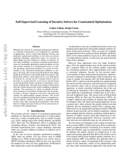 Self-Supervised Learning of Iterative Solvers for Constrained
  Optimization