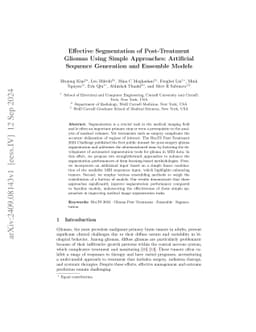 Effective Segmentation of Post-Treatment Gliomas Using Simple
  Approaches: Artificial Sequence Generation and Ensemble Models