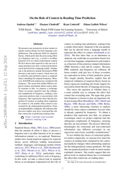 On the Role of Context in Reading Time Prediction