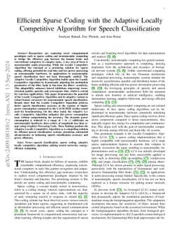 Efficient Sparse Coding with the Adaptive Locally Competitive Algorithm
  for Speech Classification