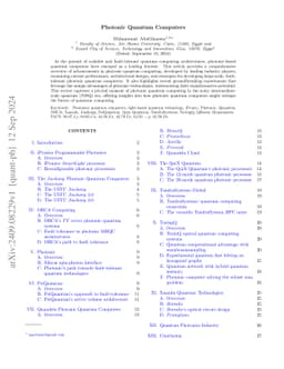Photonic Quantum Computers