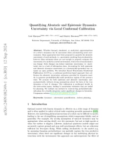 Quantifying Aleatoric and Epistemic Dynamics Uncertainty via Local Conformal Calibration
