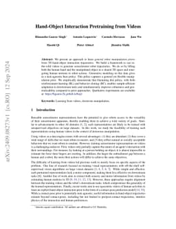 Hand-Object Interaction Pretraining from Videos