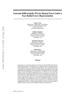 Gaussian Differentially Private Human Faces Under a Face Radial Curve Representation