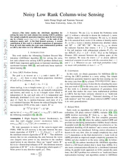 Noisy Low Rank Column-wise Sensing