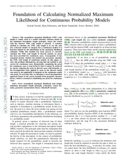 Foundation of Calculating Normalized Maximum Likelihood for Continuous
  Probability Models