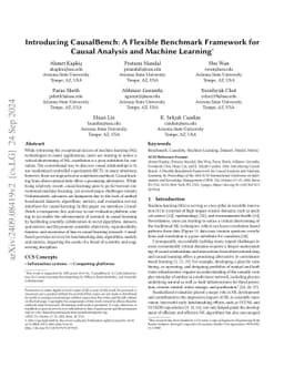 Introducing CausalBench: A Flexible Benchmark Framework for Causal
  Analysis and Machine Learning