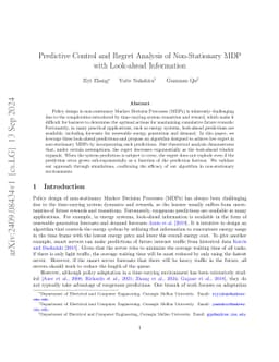 Predictive Control and Regret Analysis of Non-Stationary MDP with
  Look-ahead Information