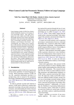 When Context Leads but Parametric Memory Follows in Large Language
  Models