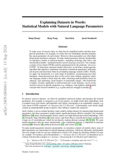 Explaining Datasets in Words: Statistical Models with Natural Language Parameters