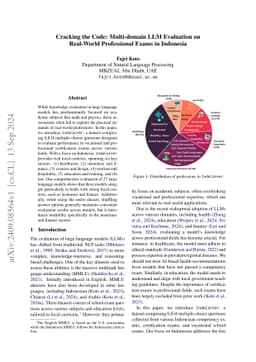 Cracking the Code: Multi-domain LLM Evaluation on Real-World Professional Exams in Indonesia