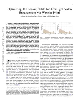 Optimizing 4D Lookup Table for Low-light Video Enhancement via Wavelet
  Priori