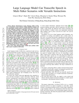 Large Language Model Can Transcribe Speech in Multi-Talker Scenarios with Versatile Instructions
