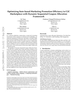 Optimizing Item-based Marketing Promotion Efficiency in C2C Marketplace
  with Dynamic Sequential Coupon Allocation Framework