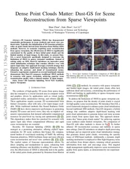 Dense Point Clouds Matter: Dust-GS for Scene Reconstruction from Sparse
  Viewpoints