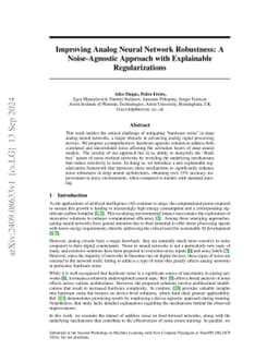 Improving Analog Neural Network Robustness: A Noise-Agnostic Approach
  with Explainable Regularizations
