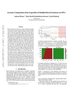 Accurate Computation of the Logarithm of Modified Bessel Functions on
  GPUs