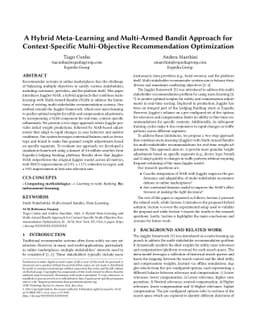 A Hybrid Meta-Learning and Multi-Armed Bandit Approach for
  Context-Specific Multi-Objective Recommendation Optimization